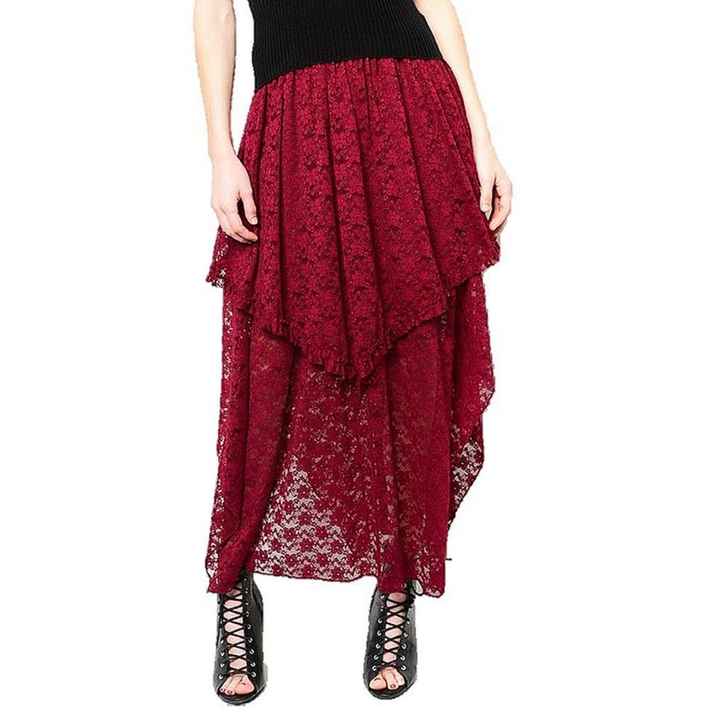 Victorian Gothic Ruffle Lace Peasant Maxi Skirt - Picture 8 of 8